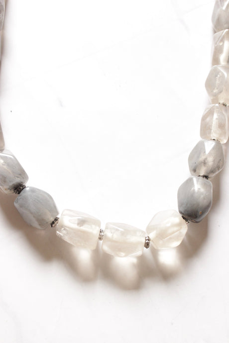 Grey and White Acrylic Beads Necklace