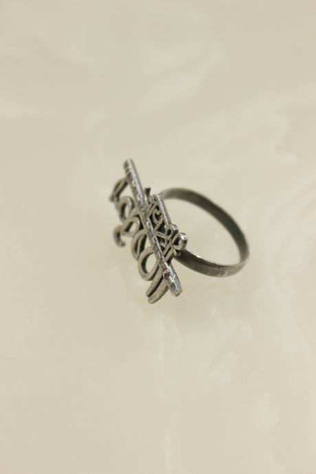 Oxidised Silver Finish Statement Adjustable Ring