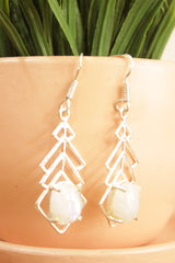 Blue Fire Moonstone Natural Gemstone Silver Finish Dangler Earrings