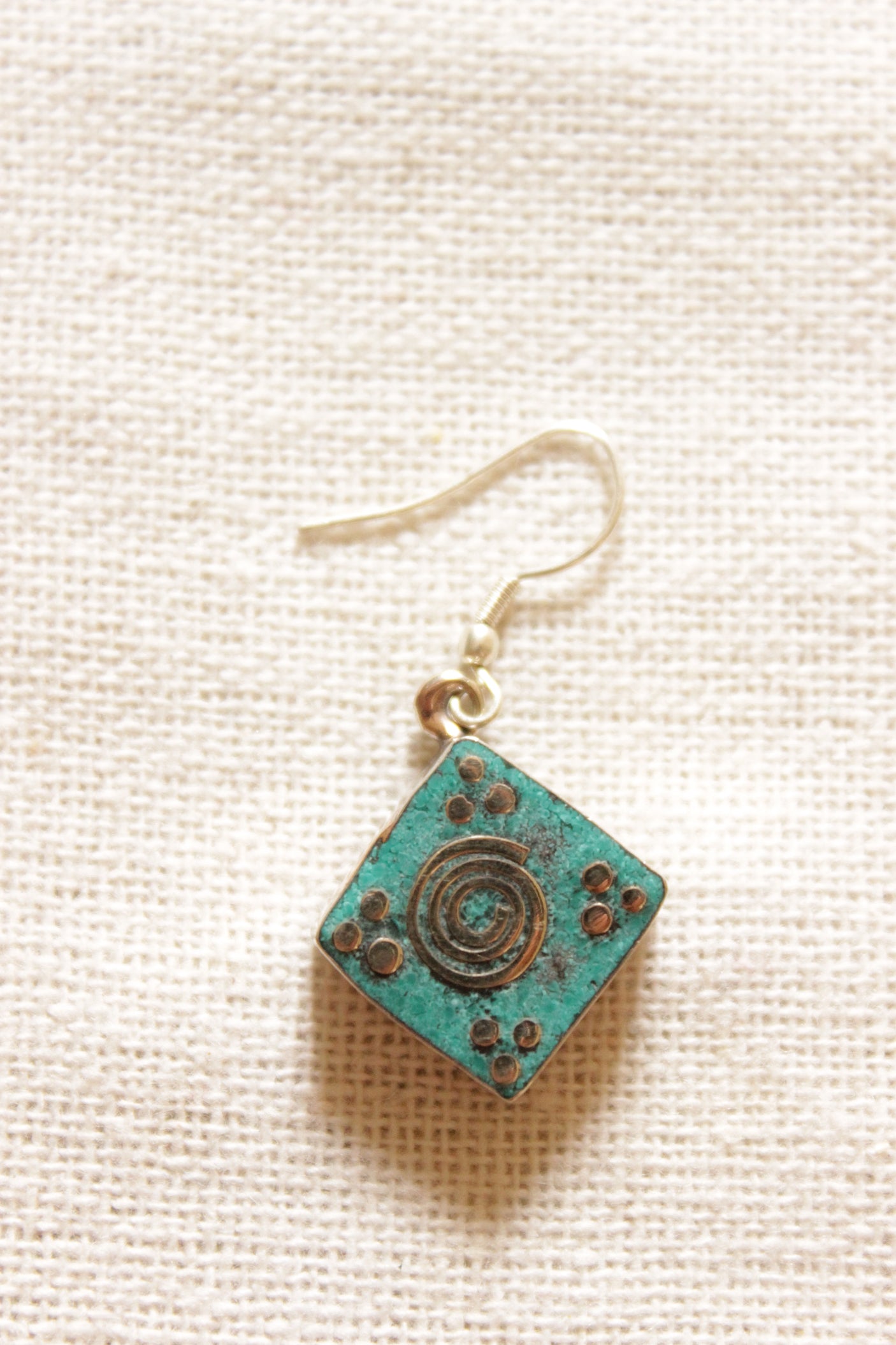 Turquoise with Gold Accents Tibetan Metal Earrings