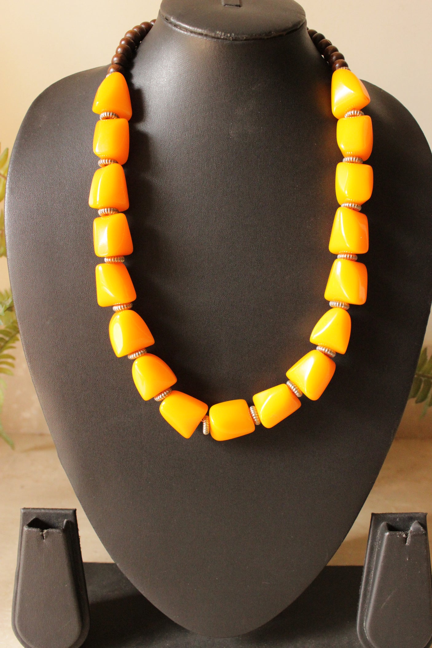 Brass, Resin and Wooden Beads Necklace