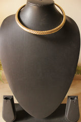 Fish Scale Motifs Matt Gold Finish Hasli Style Brass Choker Necklace