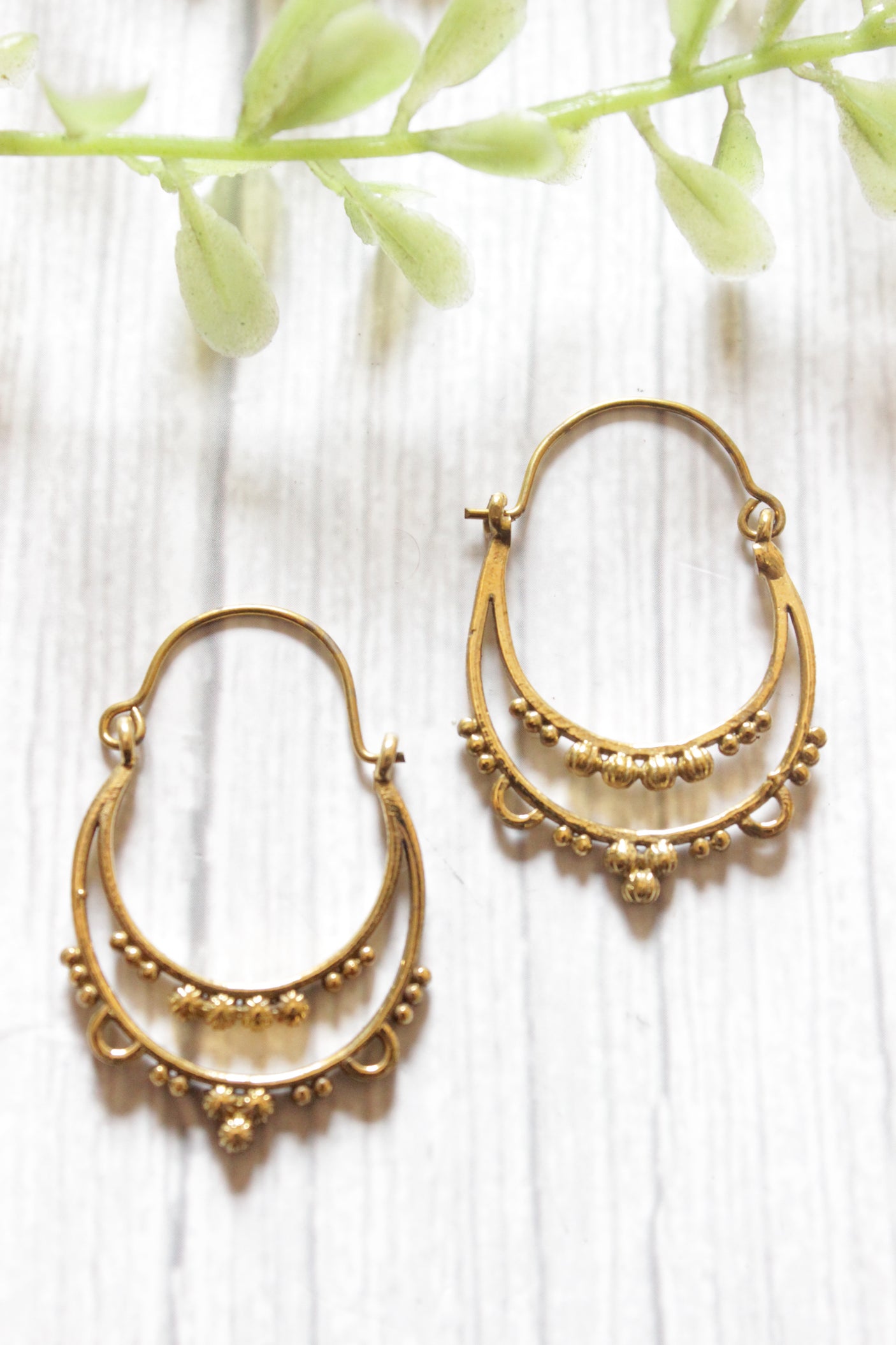 Matt Gold Finish Petite Brass Earrings