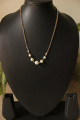 Gold Toned Chain Pearl Necklace