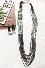 Hand Braided Black and Multi-Color Seed Beads Beaded Necklace