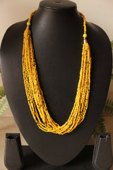 Yellow Multi-Layered Hook Closure Handmade Necklace