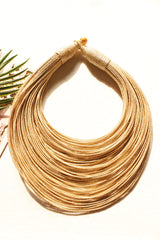 Golden Handmade Silk Threads Multi-Layer Statement African Choker Necklace