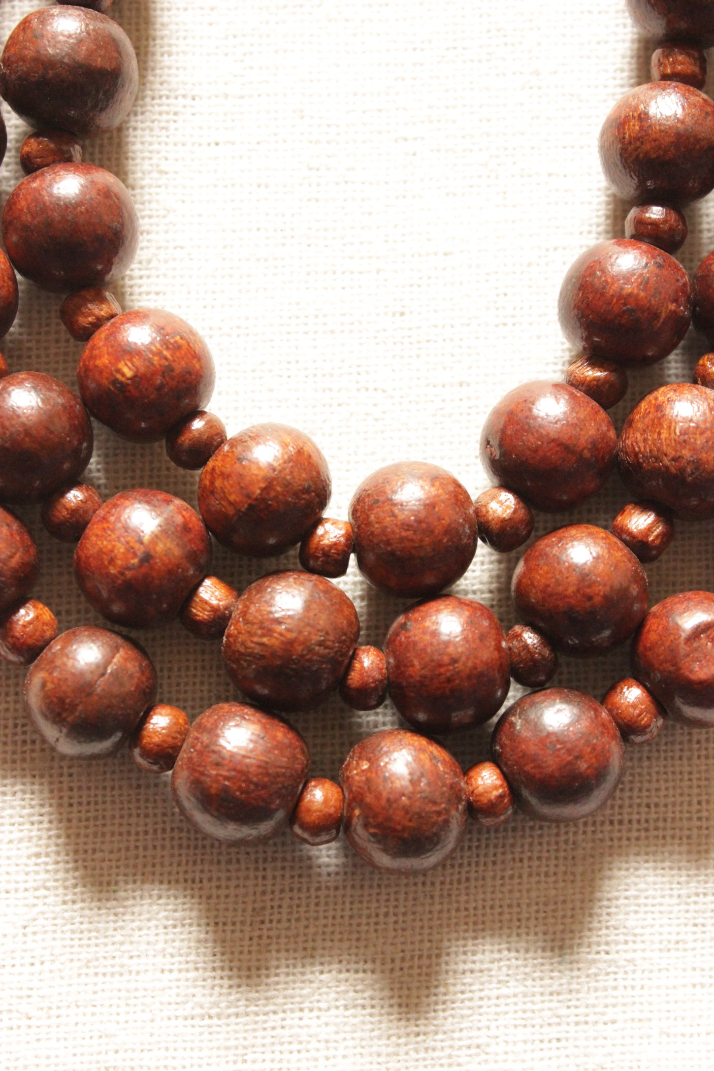 Circular Wooden Beads 3 Layer Handmade Necklace