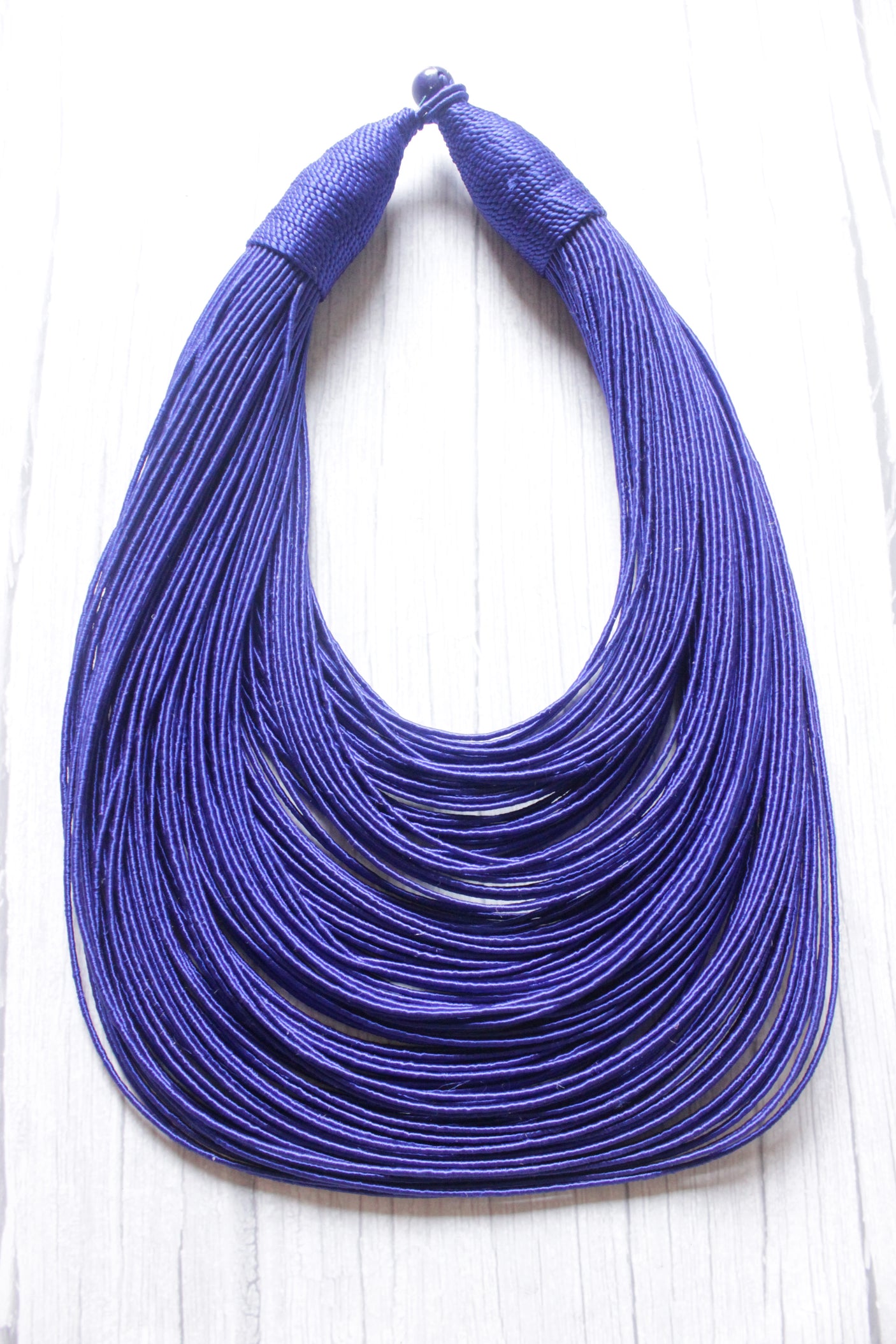 Violet Handmade Silk Threads Multi-Layer Statement African Choker Necklace