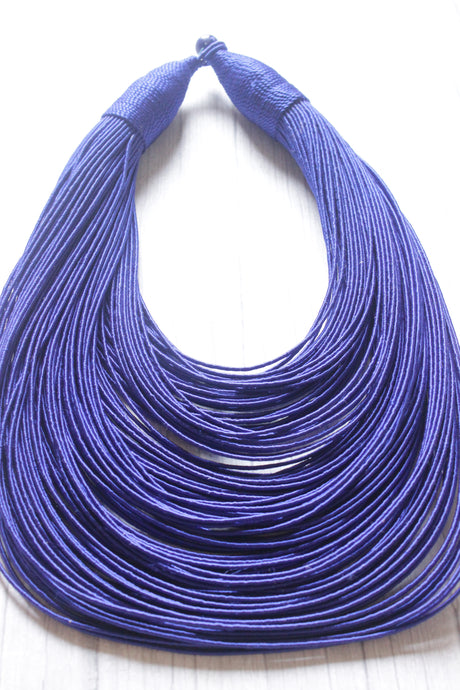 Violet Handmade Silk Threads Multi-Layer Statement African Choker Necklace