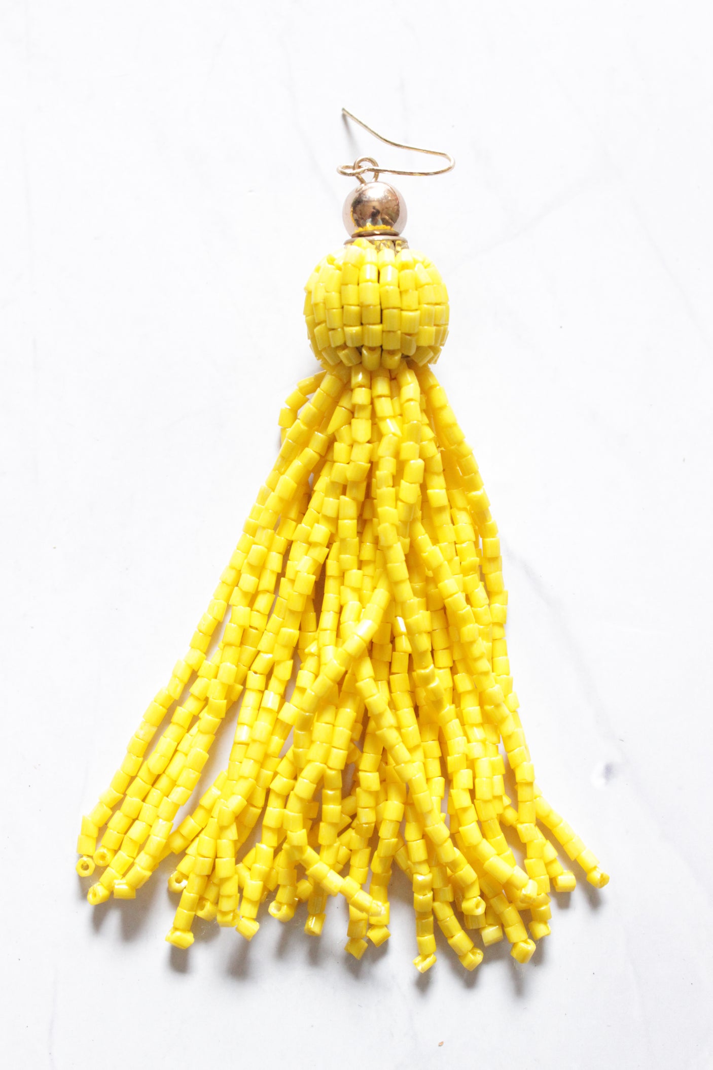 Yellow Acrylic Bead Chains Dangler Earrings