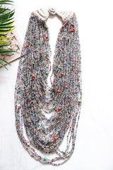 Muted Multi-Color Multi Layer Handmade Beaded Necklace