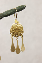 Gold Toned Brass Metal Dangler Earrings