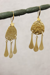 Gold Toned Brass Metal Dangler Earrings