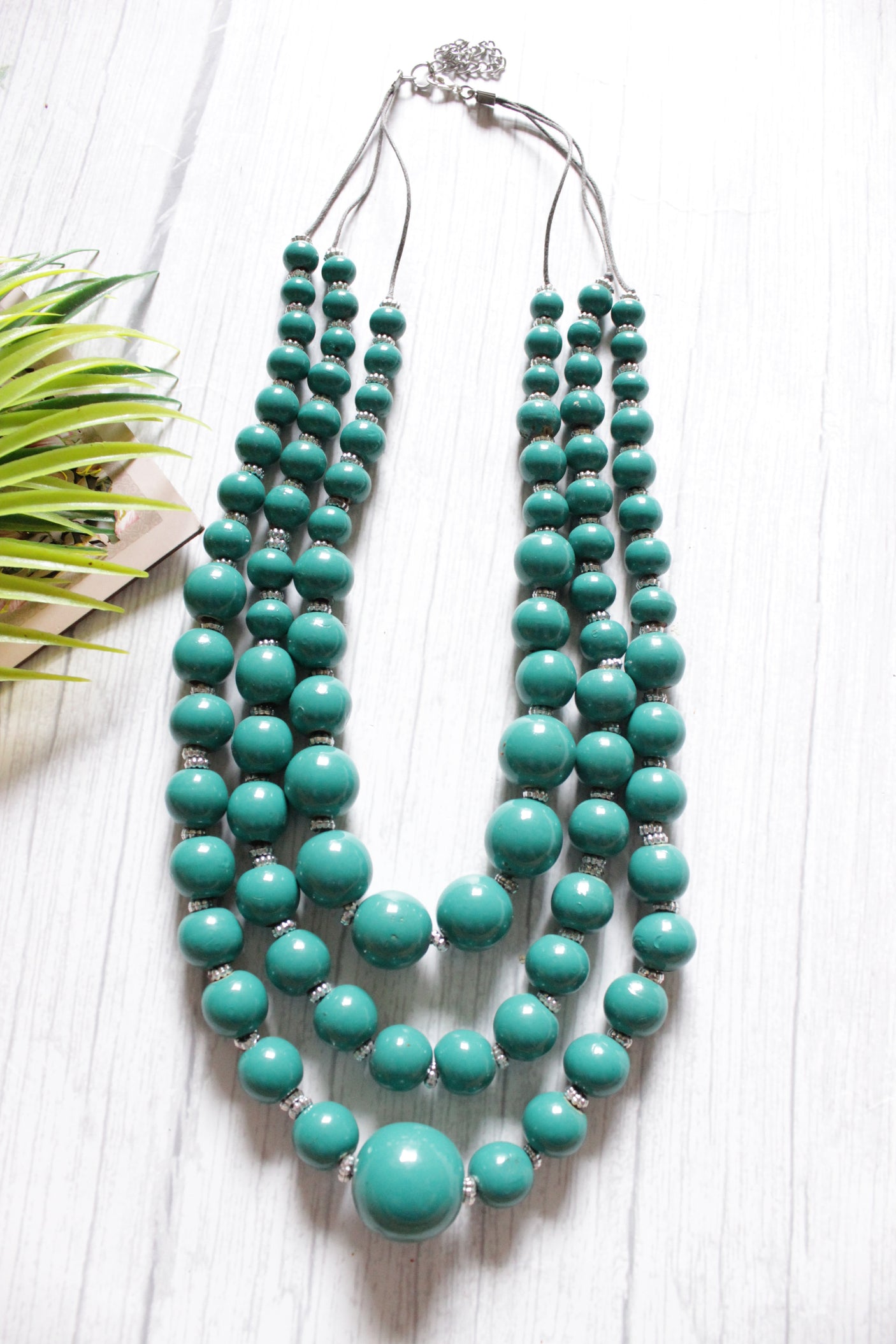 Turquoise Circular Acrylic Beads 3 Layer Necklace