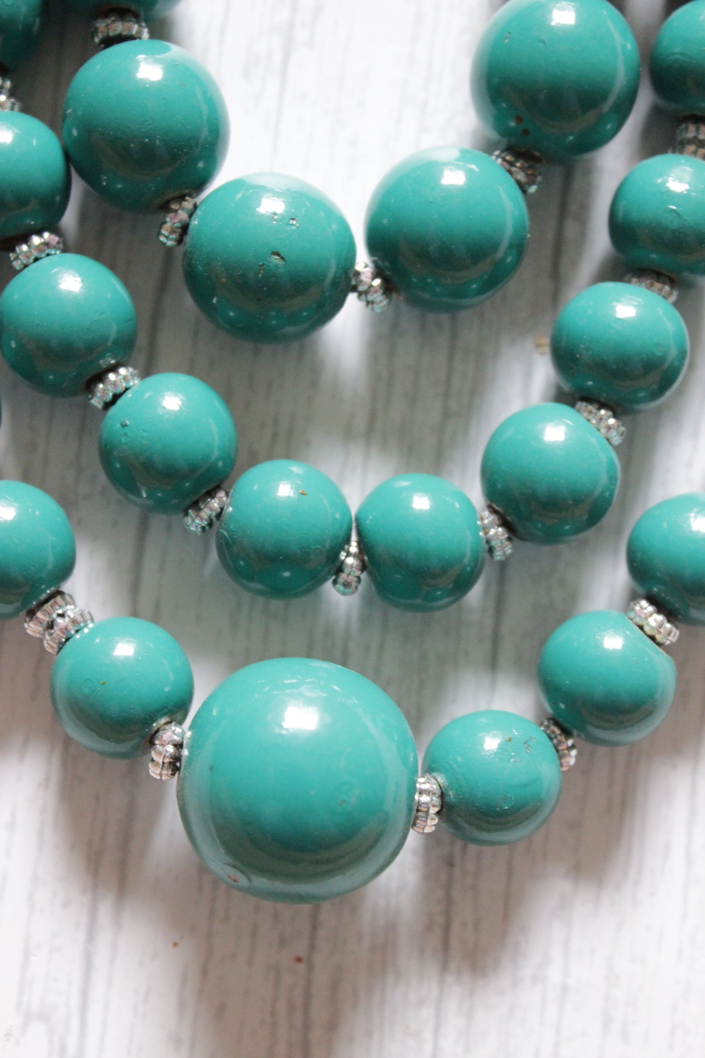 Turquoise Circular Acrylic Beads 3 Layer Necklace