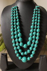 Turquoise Circular Acrylic Beads 3 Layer Necklace