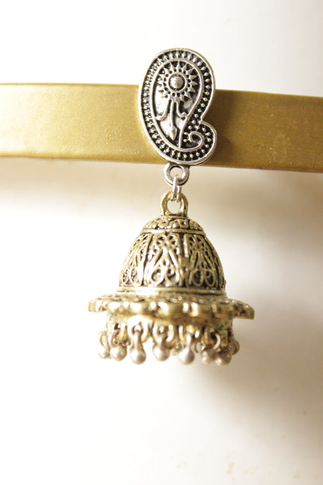 Intricately Detailed Oxidised Finish Dangler Jhumka Earrings