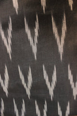 Birch Black with Smoke Grey Premium Cotton Ikat Printed Unstitched Fabric