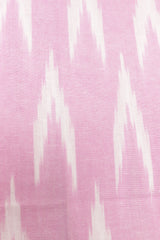 Rose Pink and Off-White Premium Cotton Ikat Printed Unstitched Fabric