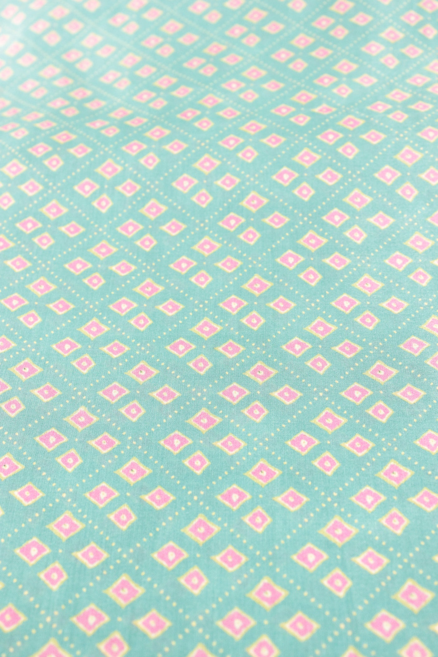 Cyan with Dusty Pink and Earthy Yellow Floral Block Printed Digital Print Premium Cotton Fabric