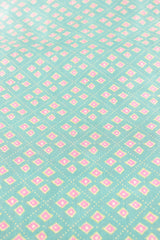 Cyan with Dusty Pink and Earthy Yellow Floral Block Printed Digital Print Premium Cotton Fabric