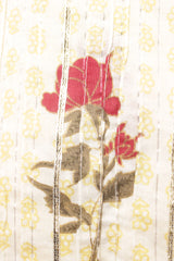 Off-White Kali Work Fabric Printed with Brick Red & Olive Green Roses with Hints of Gold Premium Cotton Fabric