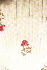 Off-White Kali Work Fabric Printed with Brick Red & Olive Green Roses with Hints of Gold Premium Cotton Fabric