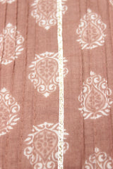 Kali Pattern Pinkish Brown Fabric Block Printed with Flowers Premium Cotton Fabric