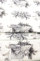 Milky White Fabric with All Over Trees Print Premium Cotton Unstitched Fabric