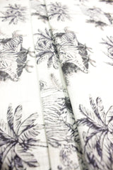 Milky White Fabric with All Over Trees Print Premium Cotton Unstitched Fabric