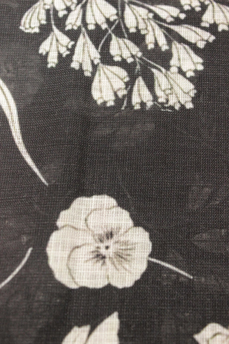 Dark Grey Fabric with All Over Big Flowers Printed Premium Cotton Unstitched Fabric