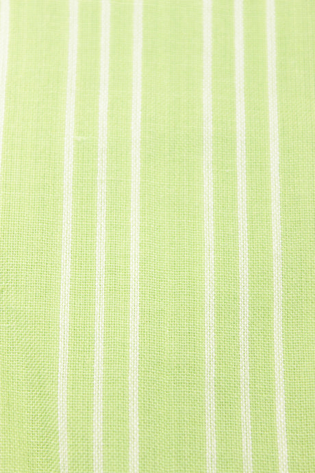 Lime Green Vertical White Lines Printed Premium Cotton Unstitched Fabric