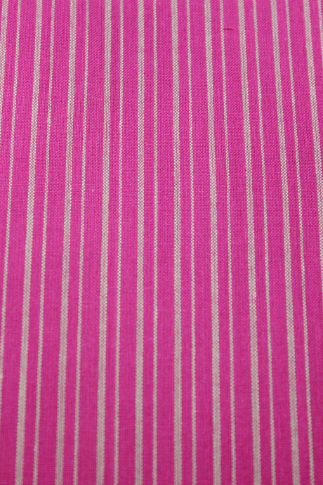 Hot Pink Vertical Lines Printed Premium Cotton Unstitched Fabric