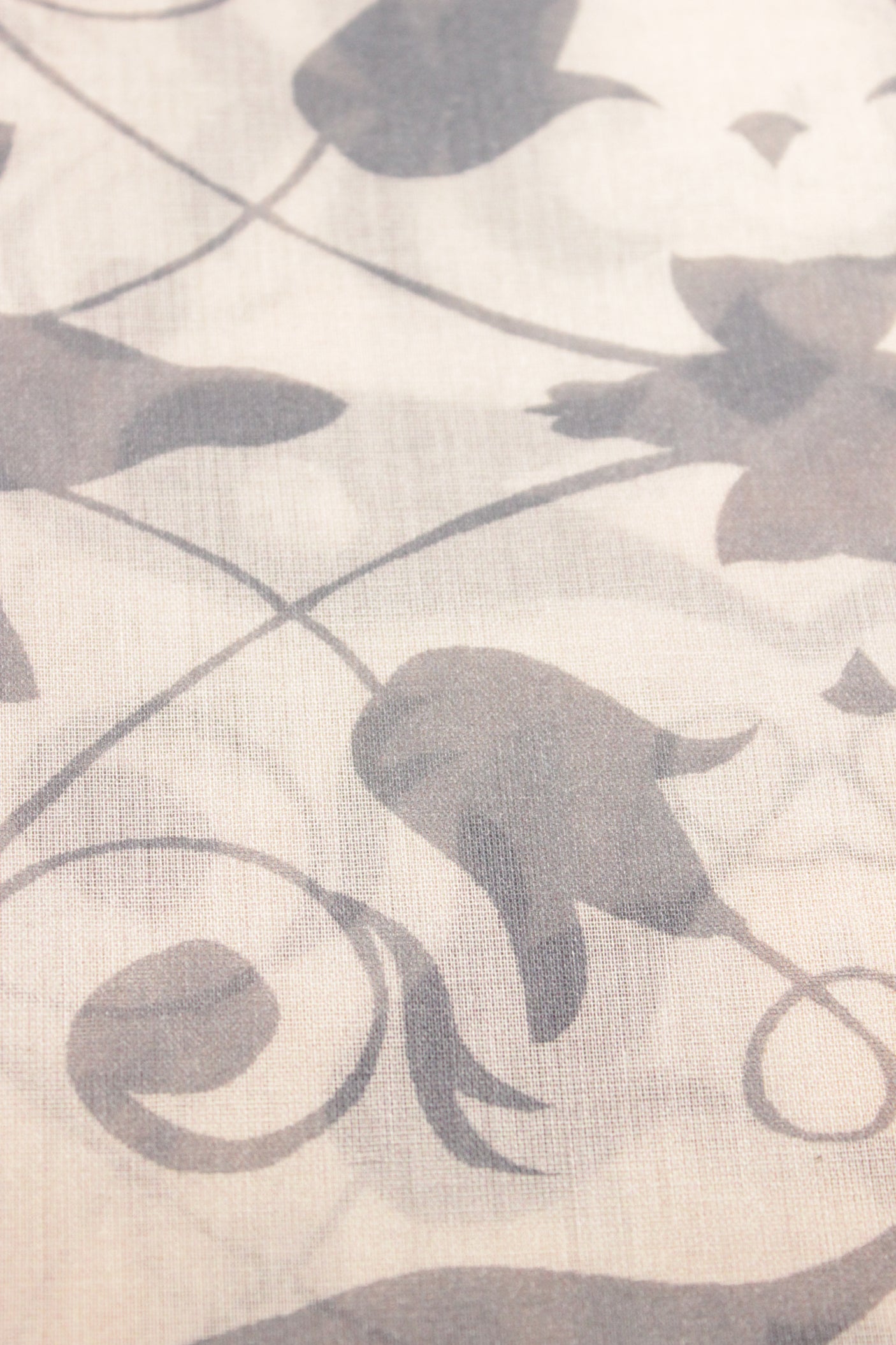 Floral White All Over Light Grey Flower Vines Printed Premium Cotton Unstitched Fabric