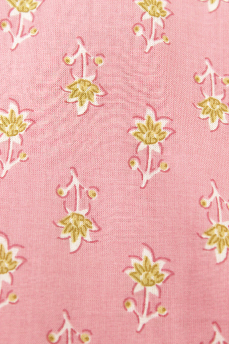 Pastel Pink with All Over Flowers Printed Premium Cotton Unstitched Fabric
