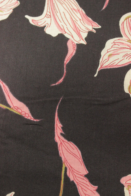 Birch Black with All Over Hibiscus Flowers Printed Premium Cotton Unstitched Fabric