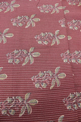 Copper Rose with All Over Flowers Printed Kantha Work Premium Cotton Unstitched Fabric