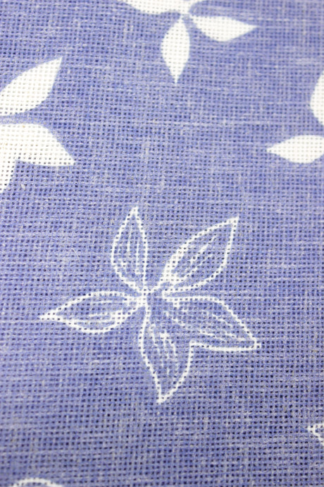 Purplish Blue with All Over White Flowers Printed Netted Premium Cotton Unstitched Fabric