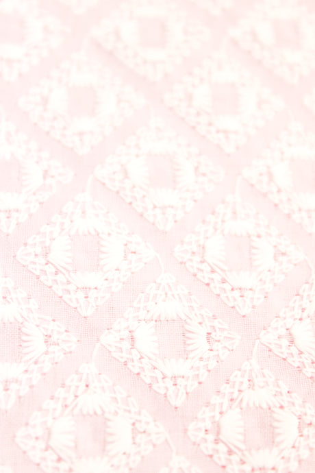 Wisp Pink Chikankari Hand Work Premium Cotton Unstitched Fabric