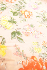 Peach Cotton Fabric with Olive Green and Yellow Printed All Over Premium Unstitched Fabric