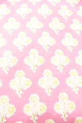 Pastel Pink Cotton Fabric with Marigold Yellow Flowers Printed Premium Unstitched Fabric