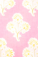 Pastel Pink Cotton Fabric with Marigold Yellow Flowers Printed Premium Unstitched Fabric