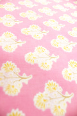 Pastel Pink Cotton Fabric with Marigold Yellow Flowers Printed Premium Unstitched Fabric