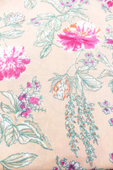 Peach Cotton Fabric with Pink & Teal Flowers Printed Premium Unstitched Fabric