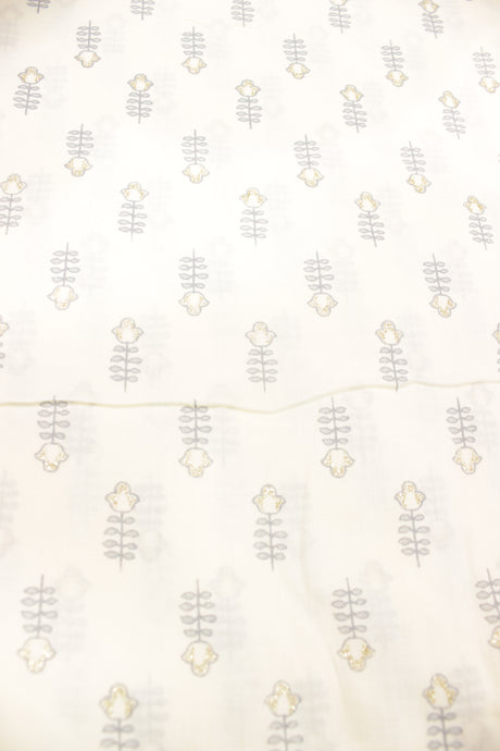 Off-Wihte Cotton Fabric with Petite Flowers Printed Premium Unstitched Fabric
