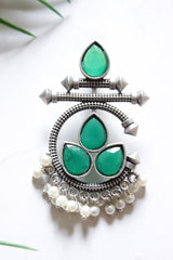 Green Stones Embedded Premium Oxidised Finish Ethnic Earrings