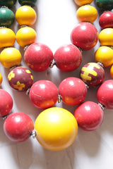 Multi-Color Vibrant Wooden Beads 3 Layer Handmade Necklace