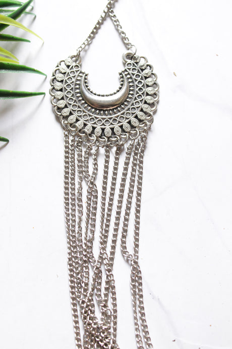 Oxidised Finish Metal Multi-Layer Necklace