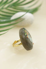 Hand Painted Marble Statement Adjustable Cocktail Ring